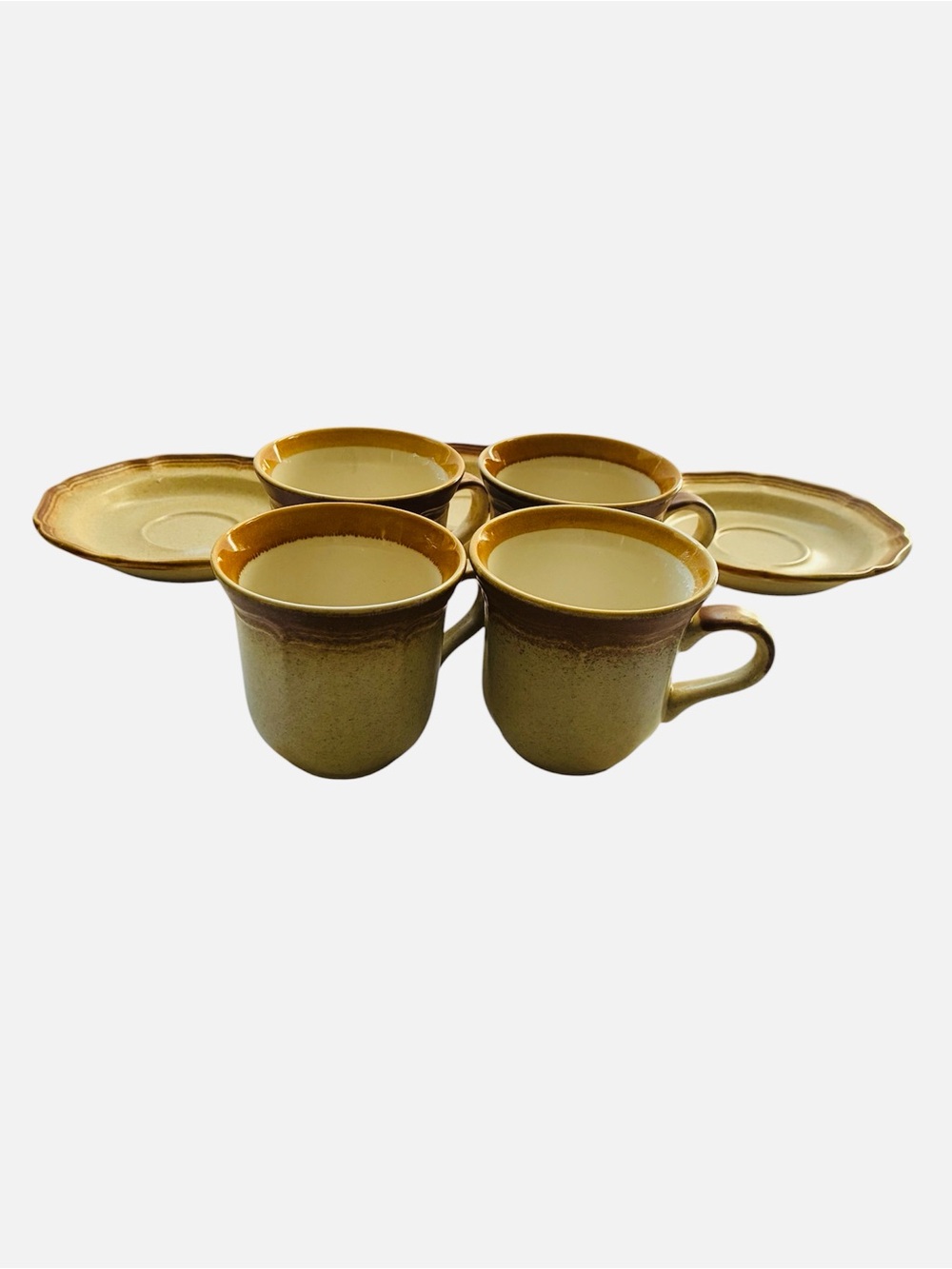 Vintage Mikasa Whole Wheat Stoneware 4 Coffee Cups and 3 Saucer